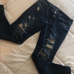 Express legging distressed mid rise jeans
